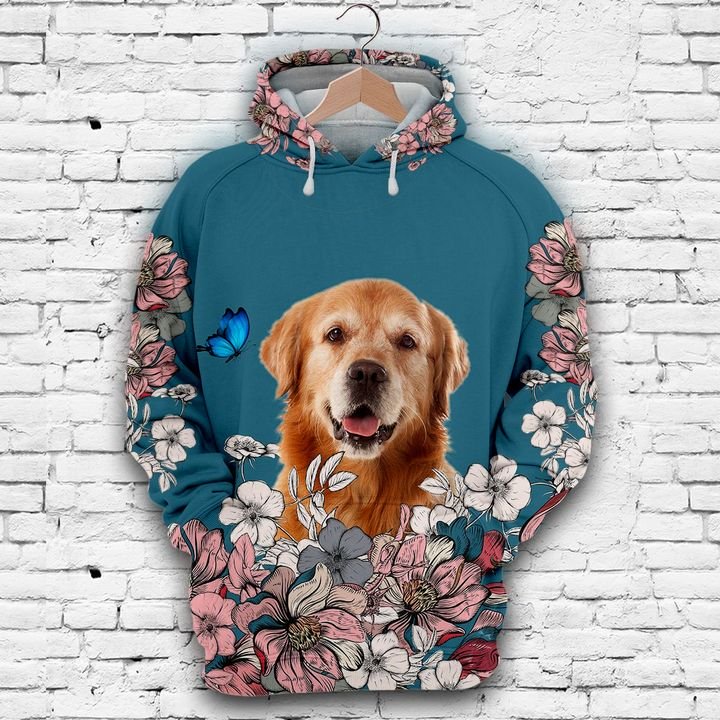 Golden Retriever And Flower 3D Printed Hoodie/Zipper Hoodie Golden Retriever And Flower 3D Printed Hoodie/Zipper Hoodie