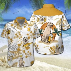 Golden Retriever Beer Hawaiian Shirt Summer Button Up