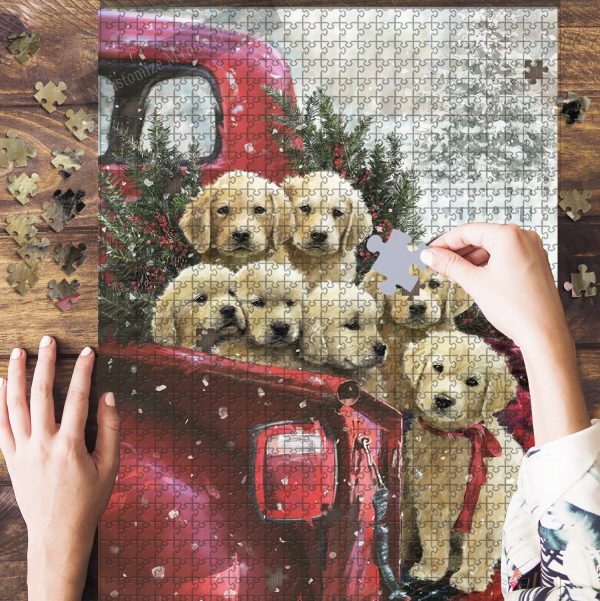 Golden Retriever Christmas Delivery Jigsaw Puzzle Set