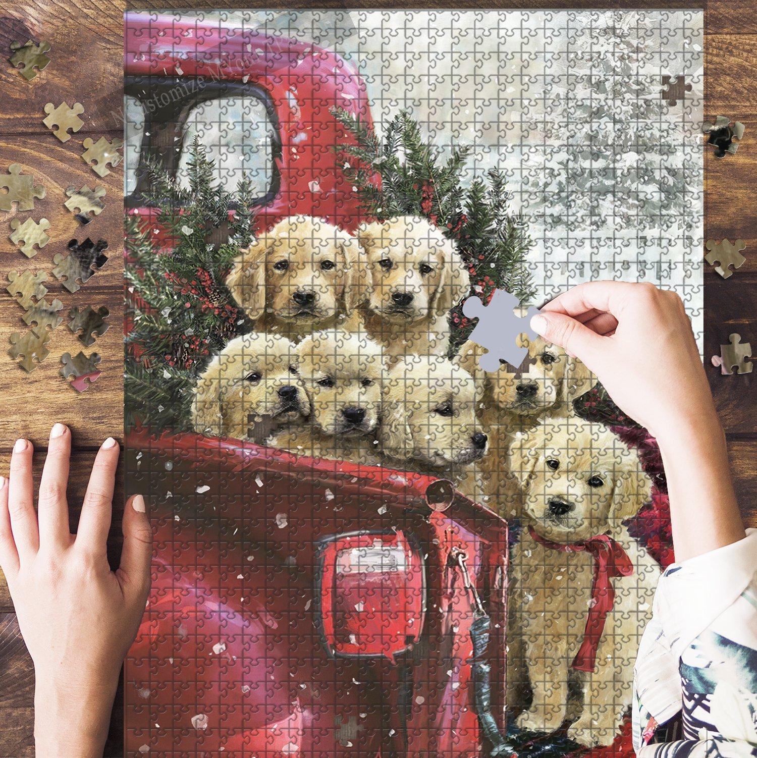 Golden Retriever Christmas Delivery Jigsaw Puzzle Set Golden Retriever Christmas Delivery Jigsaw Puzzle Set