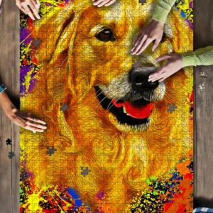 Golden Retriever Dog Colorful Jigsaw Puzzle Set