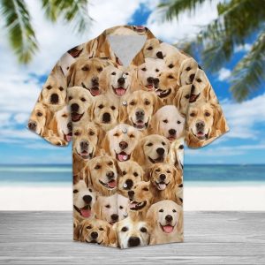 Golden Retriever Hawaiian Shirt Summer Button Up