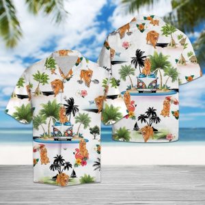 Golden Retriever Vacation Hawaiian Shirt Summer Button Up