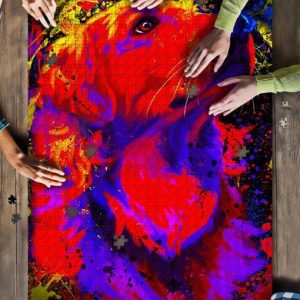 Golden Retriever Watercolor Art Jigsaw Puzzle Set