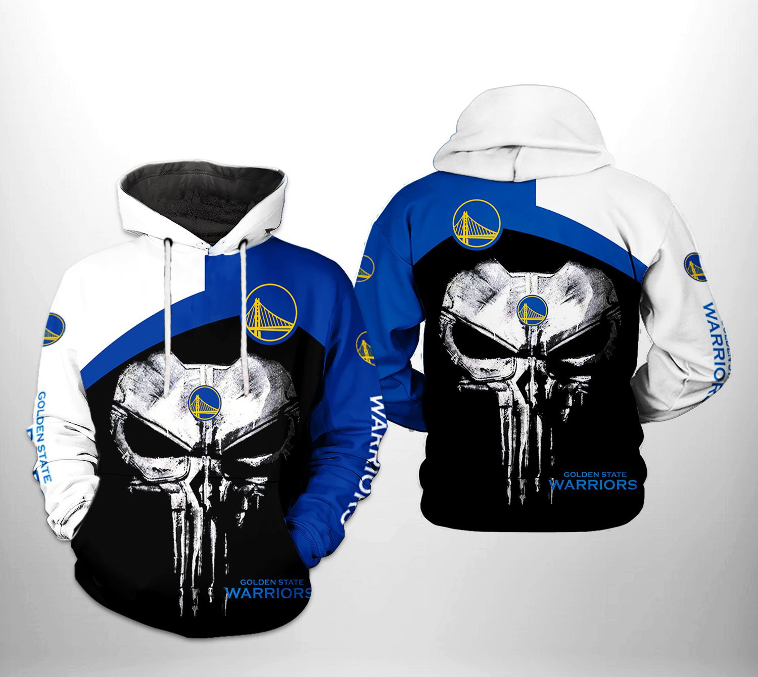 Golden State Warriors NBA Skull Punisher Team 3D Printed Hoodie/Zipper Hoodie Golden State Warriors NBA Skull Punisher Team 3D Printed Hoodie/Zipper Hoodie