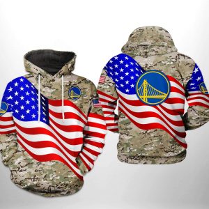 Golden State Warriors NBA US Flag Camo Veteran Team 3D Printed Hoodie/Zipper Hoodie