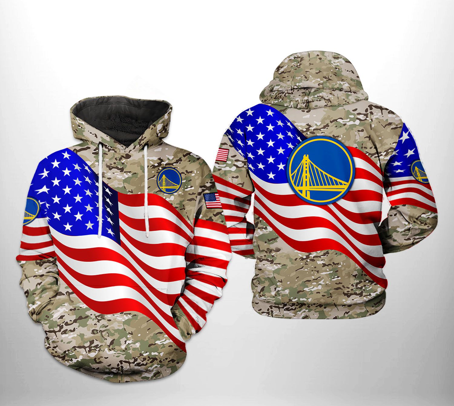 Golden State Warriors NBA US Flag Camo Veteran Team 3D Printed Hoodie/Zipper Hoodie Golden State Warriors NBA US Flag Camo Veteran Team 3D Printed Hoodie/Zipper Hoodie