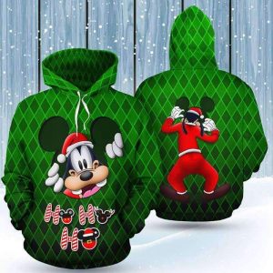 Goofy Peeking Santa Christmas Green 3D Printed Hoodie/Zipper Hoodie