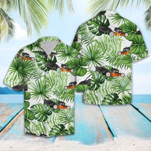 Grass Mowing Green Tropical Hawaiian Shirt Summer Button Up