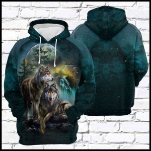 Gray Wolf Couple 3D Printed Hoodie/Zipper Hoodie