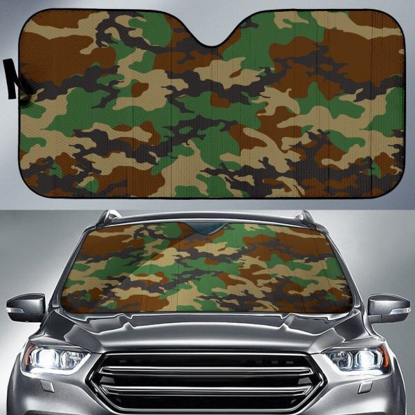 Green And Brown Camouflage Car Auto Sun Shade