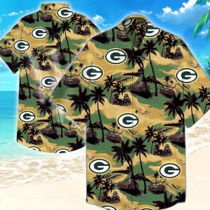 Green Bay Packers Coconut Tree Hawaiian Shirt Summer Button Up