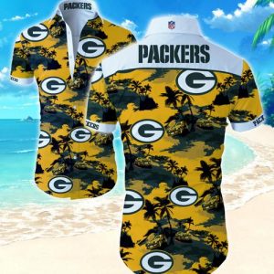 Green Bay Packers Coconut Tree Hawaiian Shirt Summer Button Up