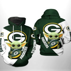 Green Bay Packers NFL Baby Yoda Team 3D Printed Hoodie/Zipper Hoodie