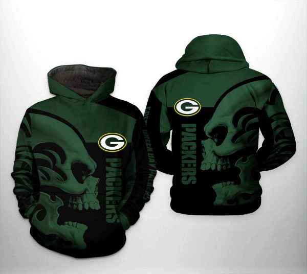 Green Bay Packers NFL Skull 3D Printed Hoodie/Zipper Hoodie