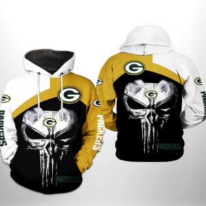 Green Bay Packers NFL Skull Punisher Team 3D Printed Hoodie/Zipper Hoodie