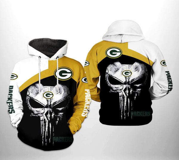 Green Bay Packers NFL Skull Punisher Team 3D Printed Hoodie/Zipper Hoodie