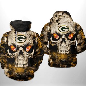 Green Bay Packers NFL Skull Team 3D Printed Hoodie/Zipper Hoodie