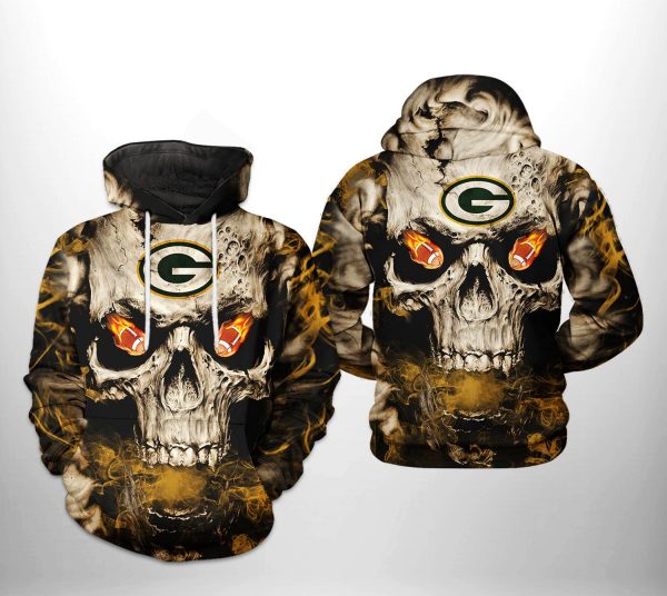 Green Bay Packers NFL Skull Team 3D Printed Hoodie/Zipper Hoodie
