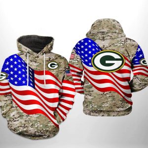 Green Bay Packers NFL US Flag Camo Veteran Team 3D Printed Hoodie/Zipper Hoodie