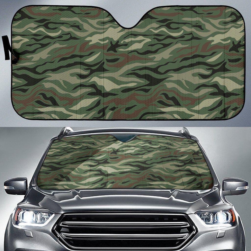 Green Camo Zebra Car Auto Sun Shade Green Camo Zebra Car Auto Sun Shade