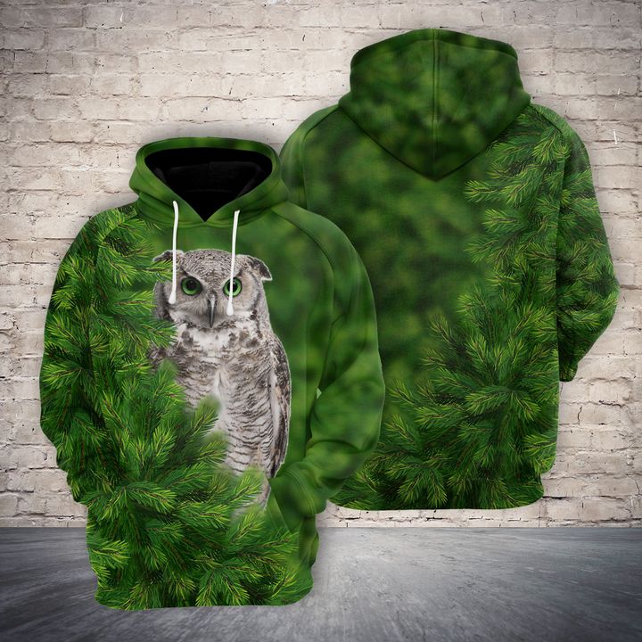 Green Eyes Owl 3D Printed Hoodie/Zipper Hoodie Green Eyes Owl 3D Printed Hoodie/Zipper Hoodie