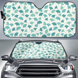 Green Ginkgo Leaves Pattern Car Auto Sun Shade