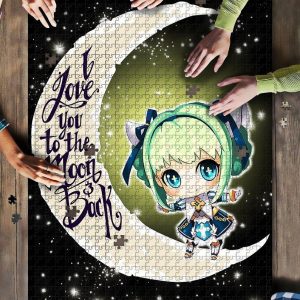 Green Hair Girl Anime Moon Jigsaw Puzzle Set