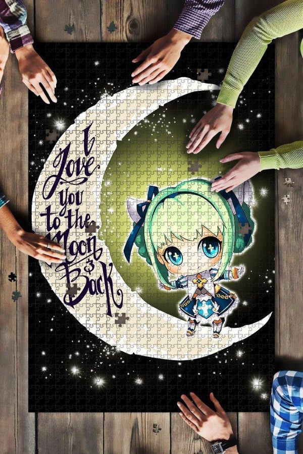 Green Hair Girl Anime Moon Jigsaw Puzzle Set