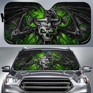 Green Skulls Car Auto Sun Shade