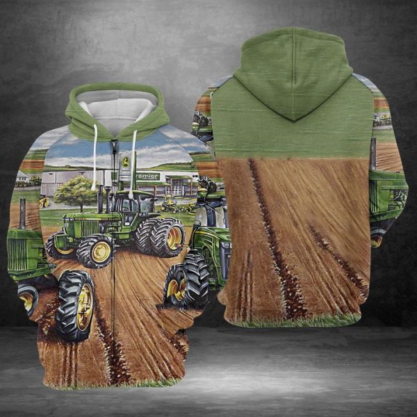 Green Tractor 3D Printed Hoodie/Zipper Hoodie