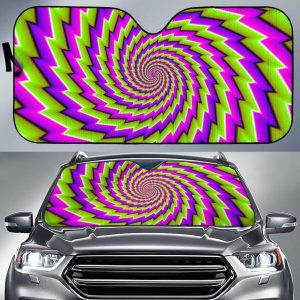 Green Twisted Moving Optical Illusion Car Auto Sun Shade