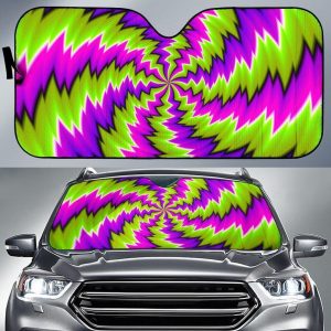 Green Vortex Moving Optical Illusion Car Auto Sun Shade