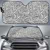 Grey And White Aztec Car Auto Sun Shade