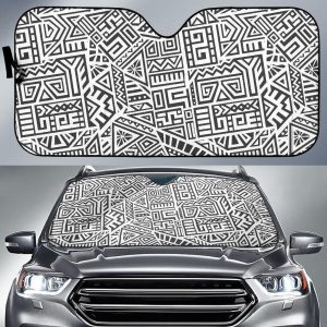 Grey And White Aztec Car Auto Sun Shade