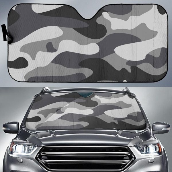 Grey And White Camouflage Car Auto Sun Shade