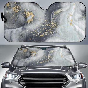 Grey Gold Liquid Marble Car Auto Sun Shade