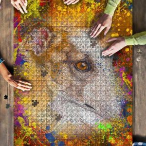 Greyhound Dog Colorful Jigsaw Puzzle Set