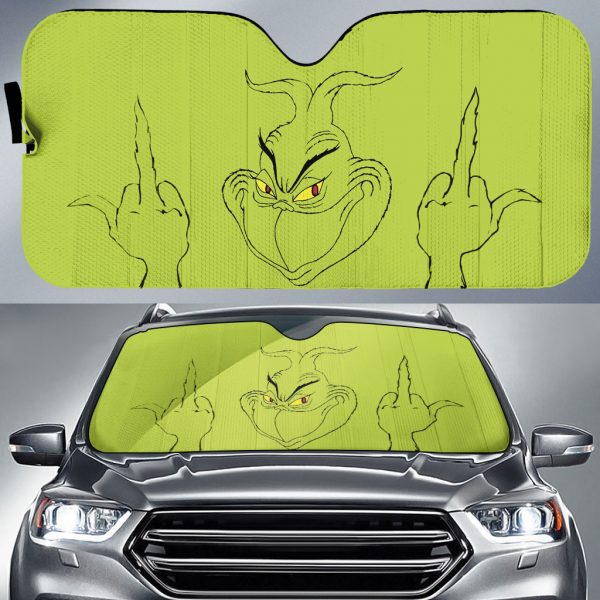 Grinch Middle Finger Car Auto Sun Shade