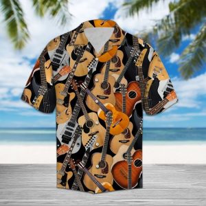 Guitar Hawaiian Shirt Summer Button Up