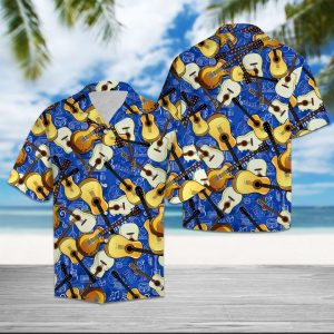 Guitar Music Pattern Hawaiian Shirt Summer Button Up