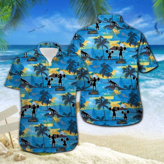 Gym Hawaiian Shirt Summer Button Up