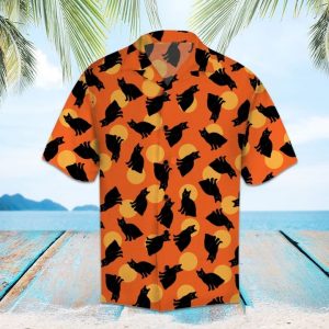Halloween Black Cat Hawaiian Shirt Summer Button Up