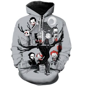 Halloween Horror Characters Cartoon Art 3D Printed Hoodie/Zipper Hoodie