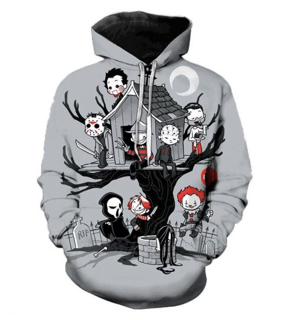 Halloween Horror Characters Cartoon Art 3D Printed Hoodie/Zipper Hoodie Halloween Horror Characters Cartoon Art 3D Printed Hoodie/Zipper Hoodie