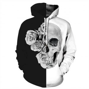 Halloween Skull And Rose 3D Printed Hoodie/Zipper Hoodie