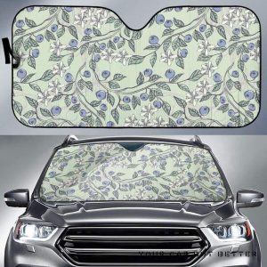 Hand Drawn Blueberry Pattern Car Auto Sun Shade