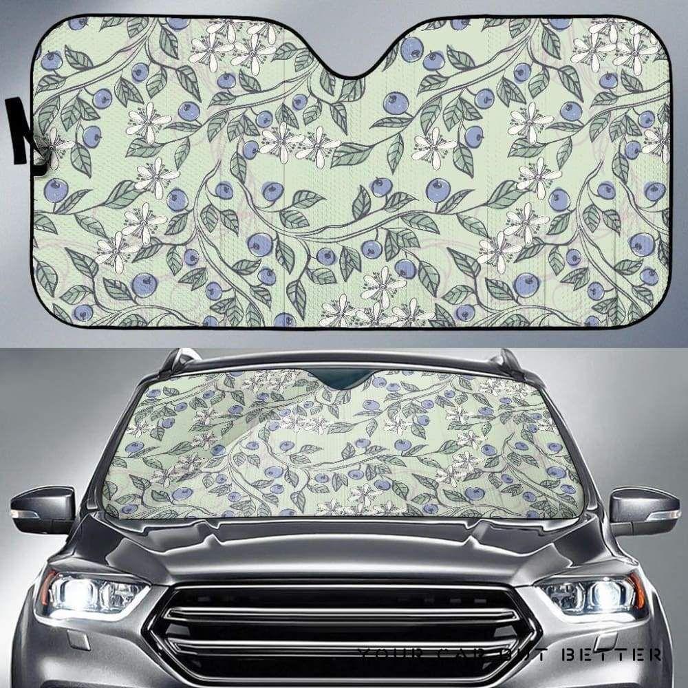 Hand Drawn Blueberry Pattern Car Auto Sun Shade Hand Drawn Blueberry Pattern Car Auto Sun Shade