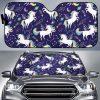 Hand Drawn Cute Unicorn Star Planet Car Auto Sun Shade