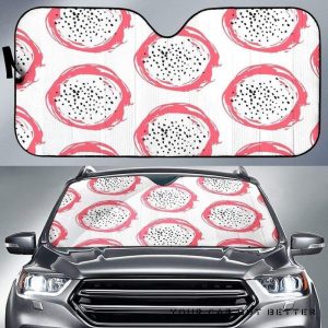 Hand Drawn Dragon Fruit Car Auto Sun Shade